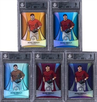 2010 Bowman Platinum Prospects #PP5 Mike Trout BGS-Graded MINT 9 Refractor Collection (5 Different)